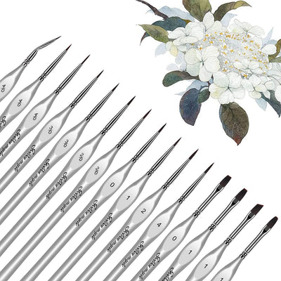 Golden Maple Miniature Paint Brushes, 15PC Model Brushes Micro Detail Paint Brush Set, Fine Detailing for Acrylics, Oils, Watercolors & Paint by Number, Figurine (Black)