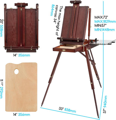 MEEDEN French Easel, Plein Air Easel, Art Easels for Painting Adult, TravelEasel, Easel Stand for Painting,Portable Artist Easel for Qutdoor Painting, Sketching, Display