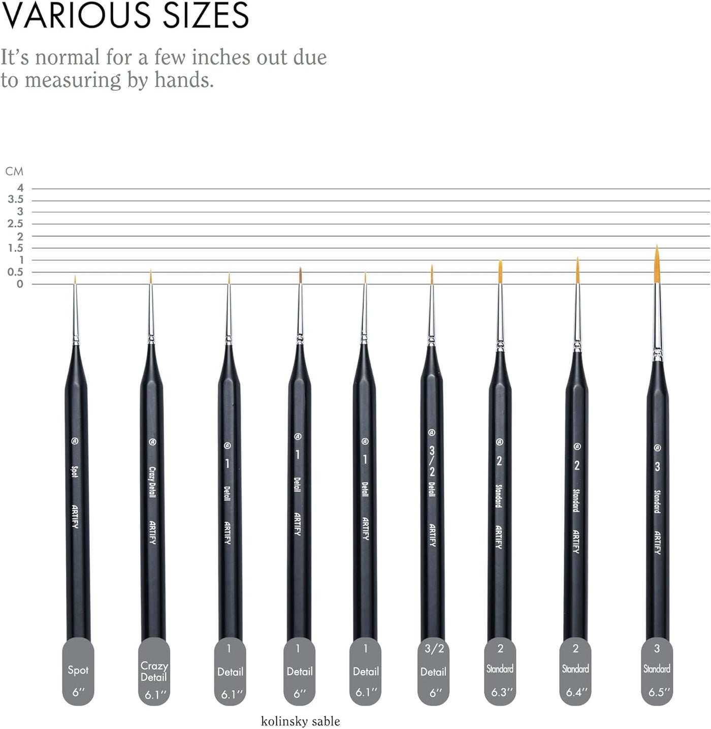 ARTIFY Miniature Detail Paint Brush Set: 9-Piece Round Fine Tip Small Model Paintbrushes, Thin Mini Tiny Micro Paint Brushes for Miniature Art Painting Accessories