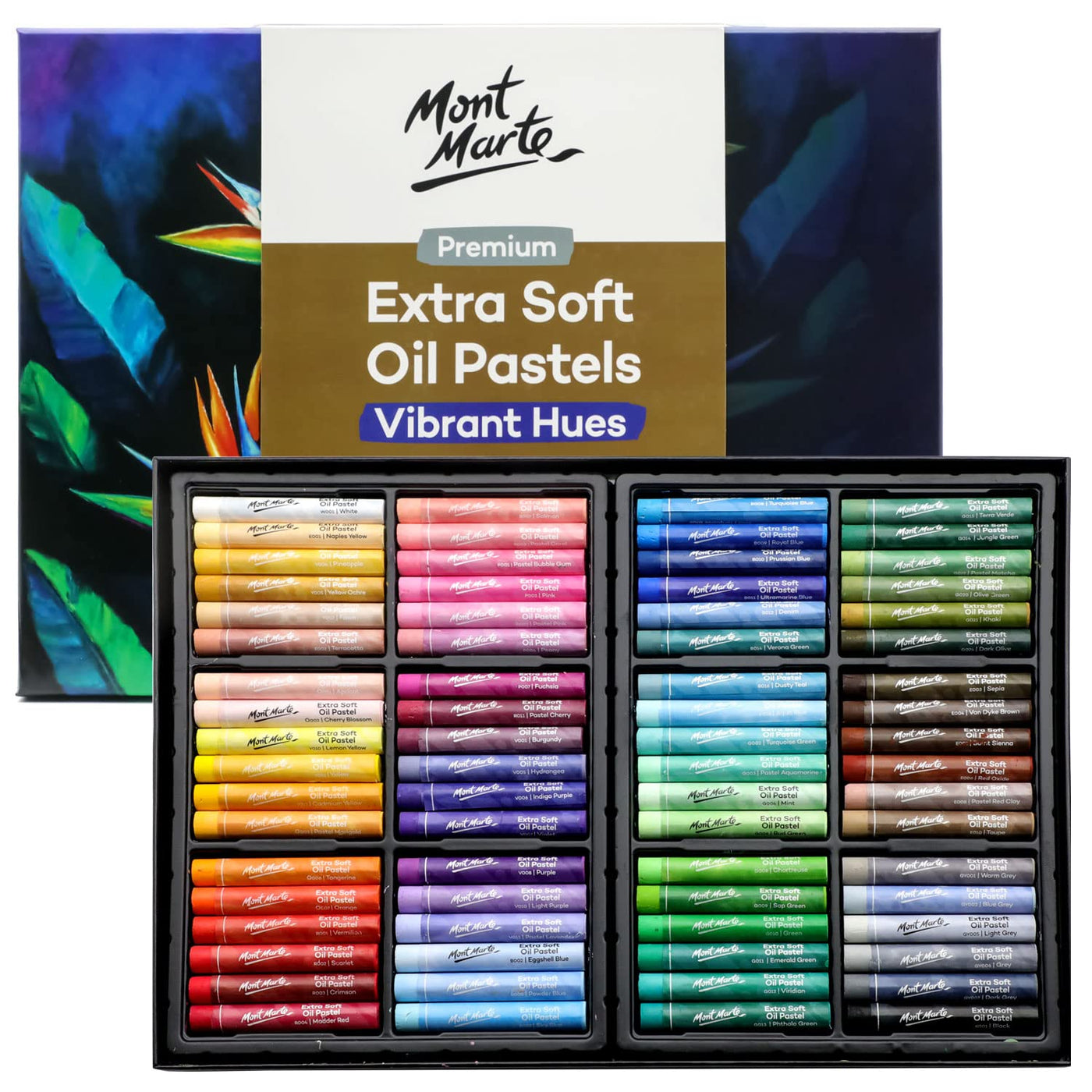 Mont Marte Extra Soft Oil Pastels Vibrant Hues Premium 120pc, Assorted Bright Colors, Vibrant, Buttery, Versatile Art Pastels for Blending, Layering & Shading, Art, Craft, Coloring and Sketching