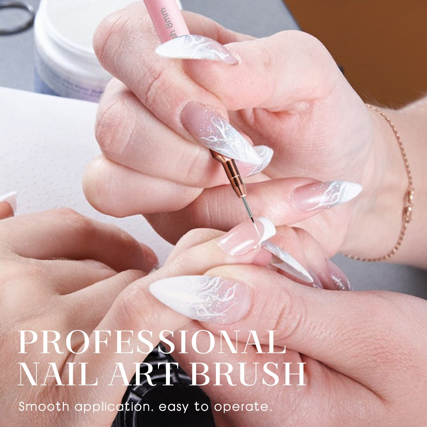 Nail Art Liner Brushes - Eptbsdu 5PC Nail Art Brush for Long Lines, Liner Brush UV Gel Polish Painting Nail Design Brush Metal Handle Nail Drawing Pens, Sizes 7/9/11/15/25mm
