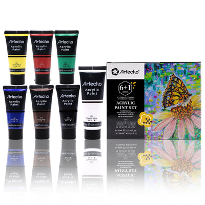 Artecho White Acrylic Paint, Titanium White Paint (120ml / 4.05oz) Tubes, Art Craft Paints for Canvas Painting, Rock, Stone, Wood, Fabric, Art Supplies
