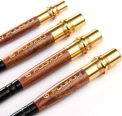 Fuumuui 4pcs Elegant Kolinsky Sable Watercolor Brushes - Travel Kit with Leather Pouch Perfect for Gouache Ink Painting