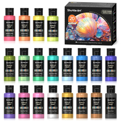 Shuttle Art Acrylic Paint Set, 36 Colors Acrylic Paint with Brushes & Palette, 2oz/60ml Bottles, Rich Pigments Non-toxic for Artists Kids & Adults, Painting on Canvas Rock Ceramic Wood