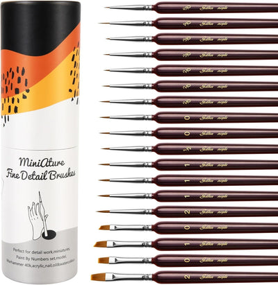 Golden Maple Detail Paint Brush Set,18 PCS Artist Miniature Paint Brushes Model Brushes Micro Detail Brushes for Small Models Paint by Numbers Acrylic Watercolor for Adults
