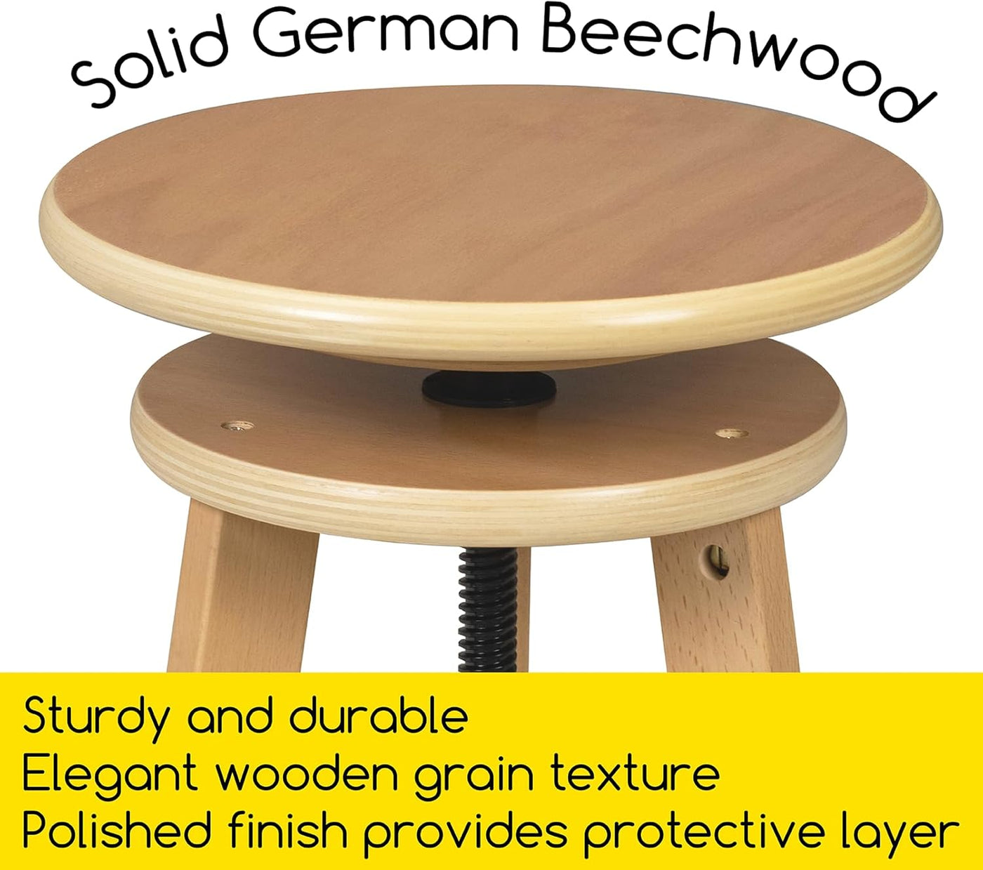 MEEDEN Wooden Drafting Stool with Adjustable Height, Artist Stool,Office Studio Stool, Up to 220 Lbs,German Beech Wood, Perfect for Artists Studio,Home Use,Kitchen,Bars