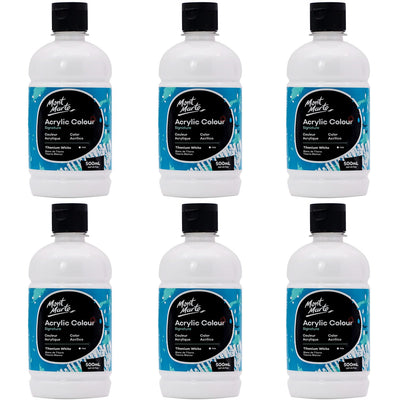 Mont Marte Signature Titanium White Acrylic Paint, 16.9oz (500ml), Semi-Matte Finish, 12 Colors, Suitable for Canvas, Wood, Fabric, Leather, Cardboard, Paper, MDF and Crafts