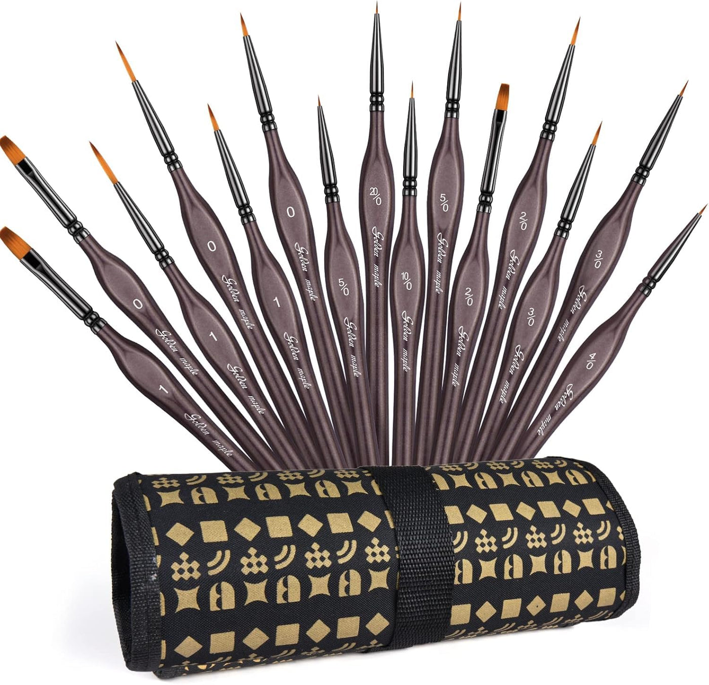 Golden Maple Miniature Paint Brushes, 15PC Model Brushes Micro Detail Paint Brush Set, Fine Detailing for Acrylics, Oils, Watercolors & Paint by Number, Figurine (Black)