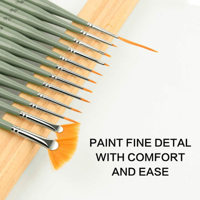 Golden Maple Detail Paint Brush Set, 12pcs Fine Miniature Paint Brushes Kit with Fan Brush Perfect for Acrylic, Oil, Watercolor, Model, Face, Paint by Numbers
