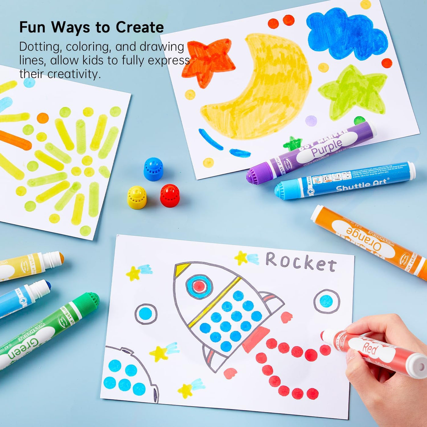 Shuttle Art Dot Markers, 10 Colors Washable Markers for Toddlers,Bingo Daubers Supplies Kids Preschool Children, Non Toxic Water-Based