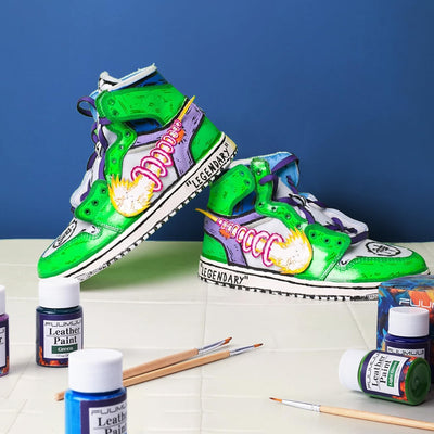 13 Colors Acrylic Leather Paint Kit for Shoes, Sneaker, Couches, Bags, Acrylic Leather Paint Set with Acrylic Finisher, Easily Customize Shoes, Boots, Jackets & More
