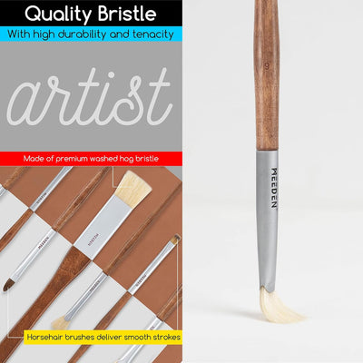 MEEDEN Artist Oil Paint Brush Set: 10 Pcs Hog Bristle Art Paint Brushes - Professional Oil Paint Brushes with Wood Long Handle - Perfect for Adults Canvas Painting