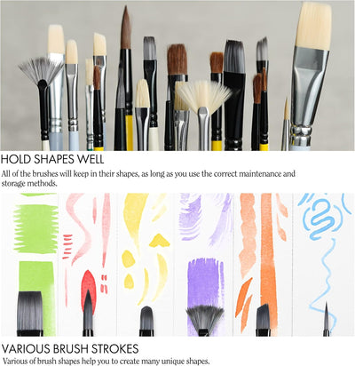 ARTIFY Paint Brush Set, 10 Pieces Paint Brushes for Acrylic Painting with case, Nylon Hair Brushes for Acrylic, Watercolor, Oil and Gouache Painting, White