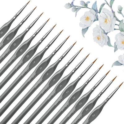 Golden Maple Miniature Paint Brushes, 15PC Model Brushes Micro Detail Paint Brush Set, Fine Detailing for Acrylics, Oils, Watercolors & Paint by Number, Figurine (Black)