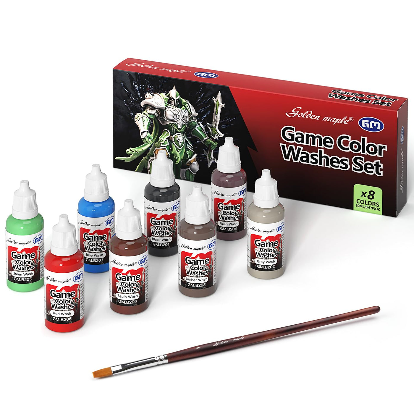 golden maple 8 Realistic Skin Tone Acrylic Paint Set + Premium Kolinsky Sable Brush – Professional Miniature Model, Dolls & Figure Painting, Airbrush Compatible, 20ml (0.67 Fl Oz)