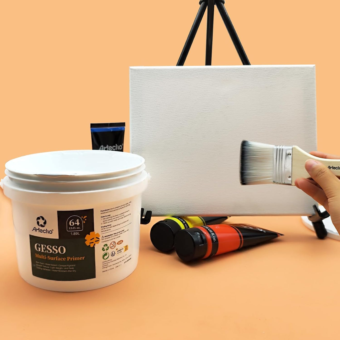 Artecho Gesso 64oz / 1.89L, White Gesso Primer for Acrylic Painting, Oil Painting