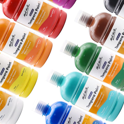 Mont Marte Tempera Paint Set 12pc x 16.9 US fl.oz (500ml), 12 Bottles of Tempera Style Kids Paint, Washable for Kids Art and Craft, Non Toxic, Easy to Clean.