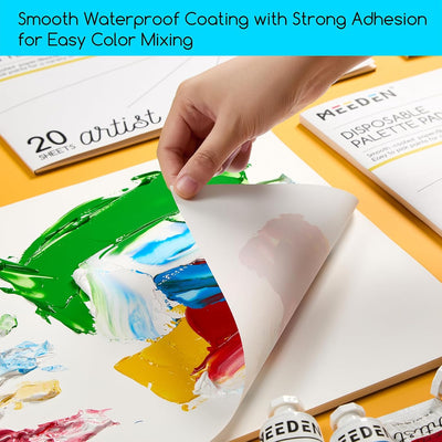 MEEDEN Artist Palette Paper Pad: 12''x16'', 40 Sheets (80lb/120gsm) Paint Palette Paper - Disposable Color Mixing Paper for Acrylic Watercolor Oil Painting