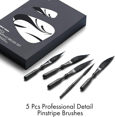 ARTIFY 5-Piece Pinstriping Brush Set, Mixed Squirrel & Goat Hair, Professional Detail Script Liner, Scroll, Sword, Dagger, Striper for Lettering & Detailing