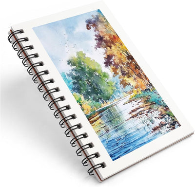 Fuumuui Watercolor Sketchbook - 5.5x8.5-inch, 100% Cotton Paper, Cold Pressed, 140 lb/300gsm, 22 Sheets for Travel Notebook