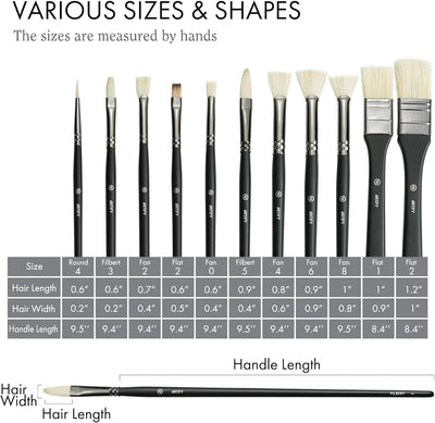 ARTIFY Oil Paint Brush Set - 11 Pieces | Professional Artist Paint Brush Set for Oil, Acylic and Gouache | Natural Hog Bristle Brushes with an Additional Nylon Brush