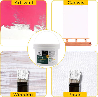 Artecho Gesso 64oz / 1.89L, White Gesso Primer for Acrylic Painting, Oil Painting
