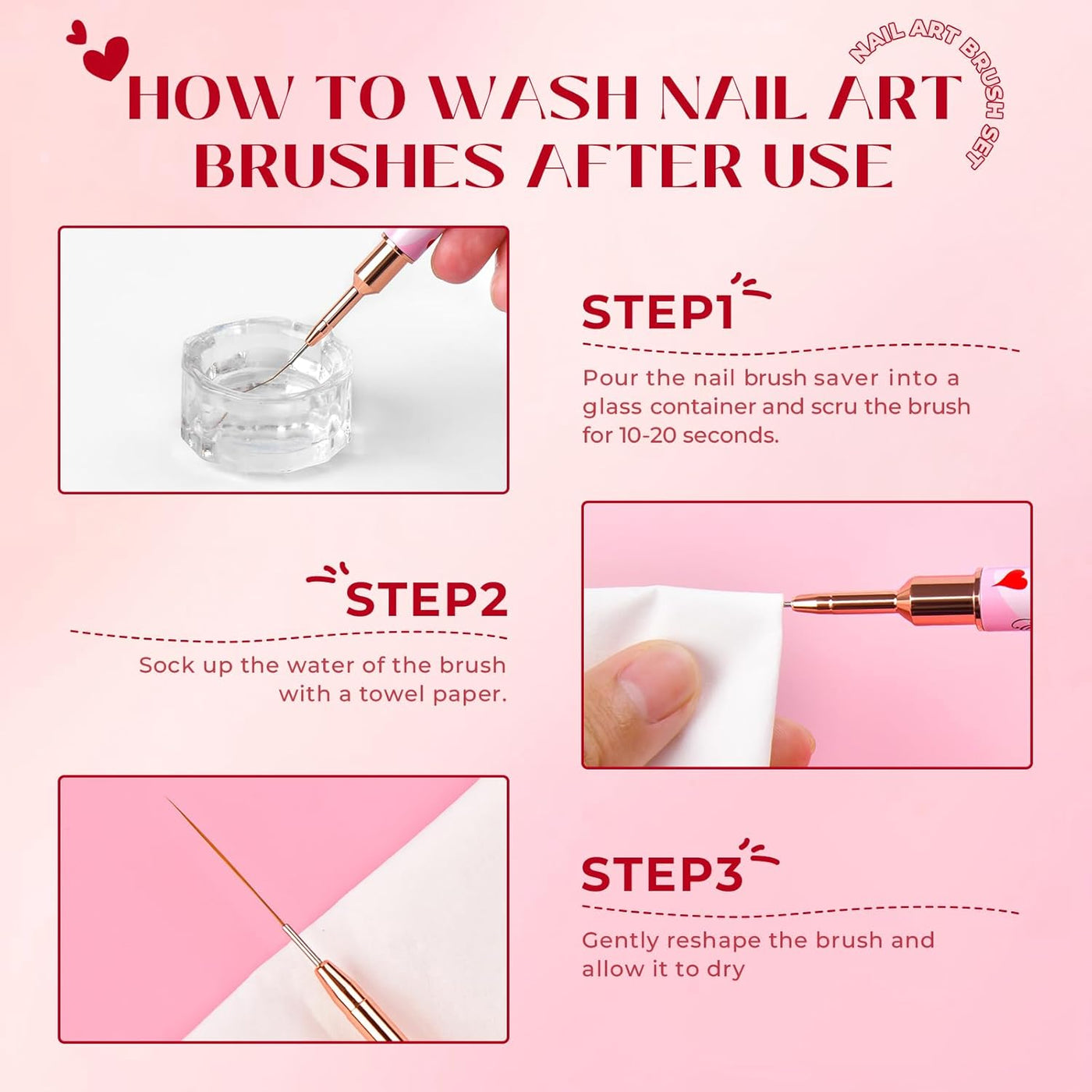 Nail Art Brushes Set - Eptbsdu 5PC Double Ended Nail Art Liner Brushes Striping Brushes for Short Strokes, Details, Blending, Elongated Lines 5/7/9/10/11/15/20/22/25/30mm