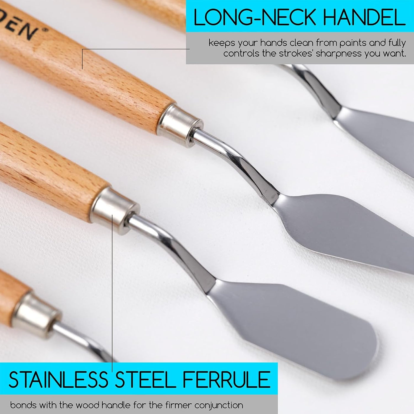 MEEDEN 5Pcs Palette Knife Set: Stainless Steel Painting Knives with Wood Handle - Pallet Knife Set for Oil Canvas Acrylic Painting Color Mixing