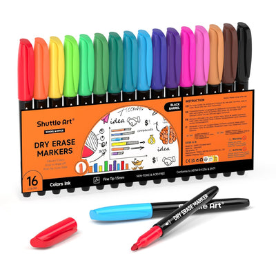 Shuttle Art Magnetic Whiteboard Markers, 20 Pieces Fine Tip and Eraser, Dry Erase Whiteboard Markers, for Writing on Whiteboards, Weekly Planner, Glass for School Office Home