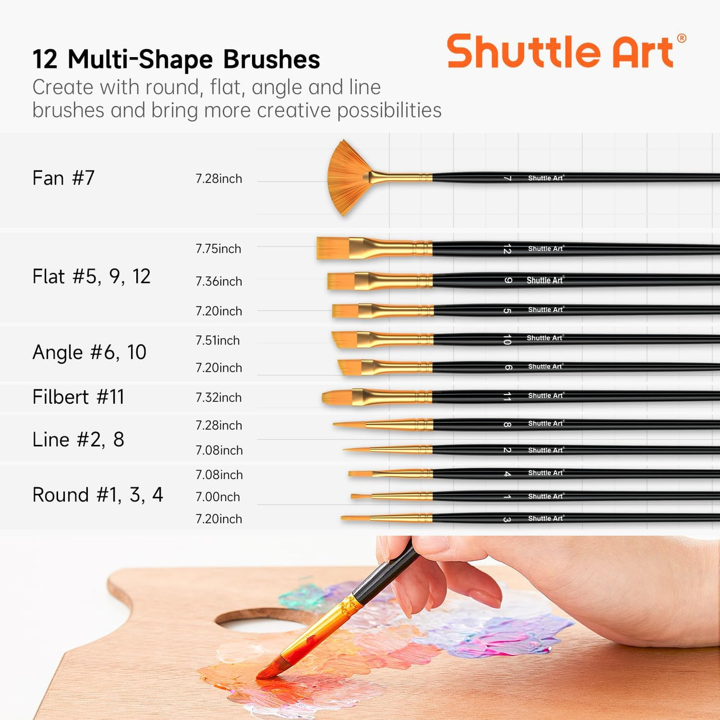 Shuttle Art Acrylic Paint Set, 36 Colors Acrylic Paint with Brushes & Palette, 2oz/60ml Bottles, Rich Pigments Non-toxic for Artists Kids & Adults, Painting on Canvas Rock Ceramic Wood