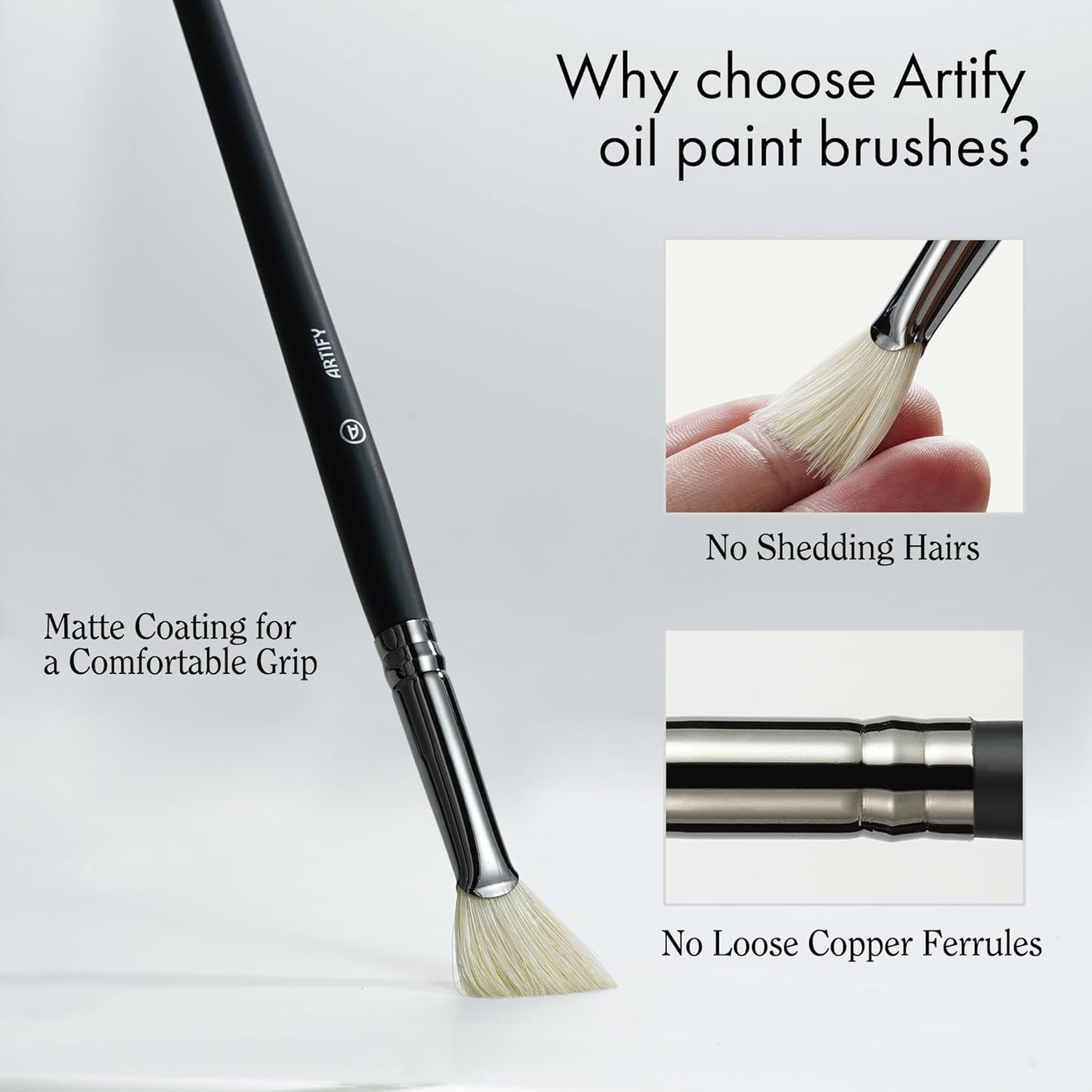 ARTIFY Oil Paint Brush Set - 11 Pieces | Professional Artist Paint Brush Set for Oil, Acylic and Gouache | Natural Hog Bristle Brushes with an Additional Nylon Brush