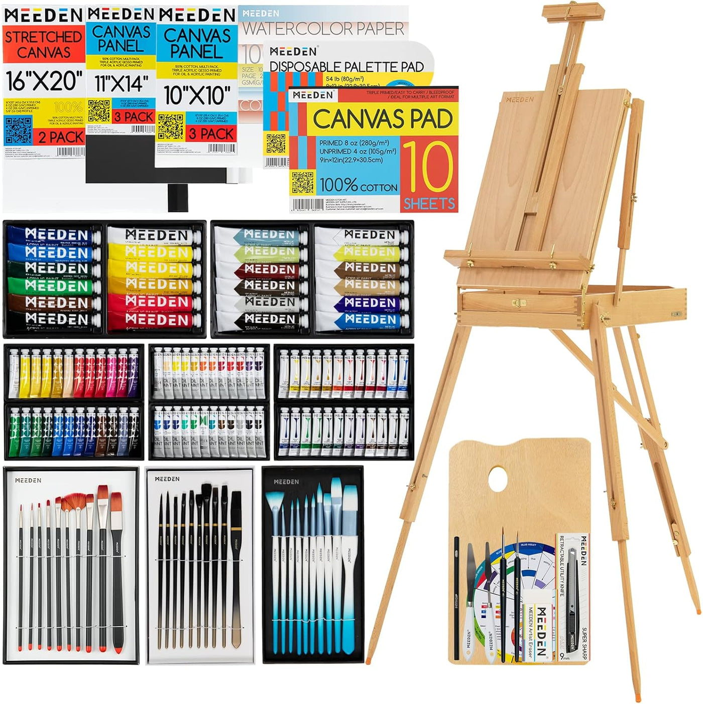 MEEDEN 149PCS Art Supplies with French Easel, All-in-one Painting Set for Artists Beginners