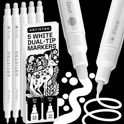 ARTISTRO 36 Dual Tip Pens, Dot & Fine Tips Paint Markers – Paint Pens Set for Fabric, Rock, Glass, Wood, Coloring Books – Arts & Crafts Gift – Classroom Must Haves & School Supplies