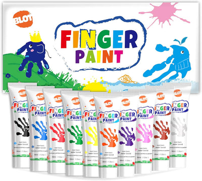 Kids Washable Finger Paint for Toddlers Art Supplies Gift for Baby Hand Painting DIY Crafts, Non Toxic, 10 Colors, 36ml/Tube
