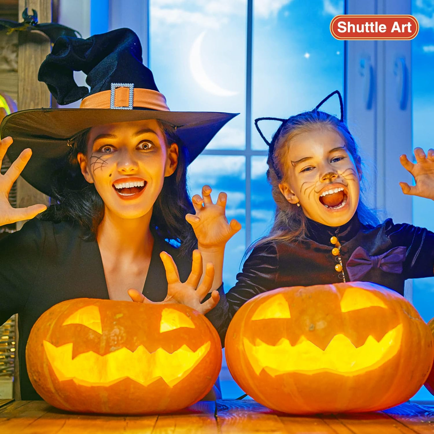 Shuttle Art 20 PCS Halloween Pumpkin Carving Kit, 10 PCS Professional Heavy Duty Stainless Steel Pumpkin Carving Tools with 10 Pumpkin Stencils and Carrying Case, Safe and Durable for Kids Adults