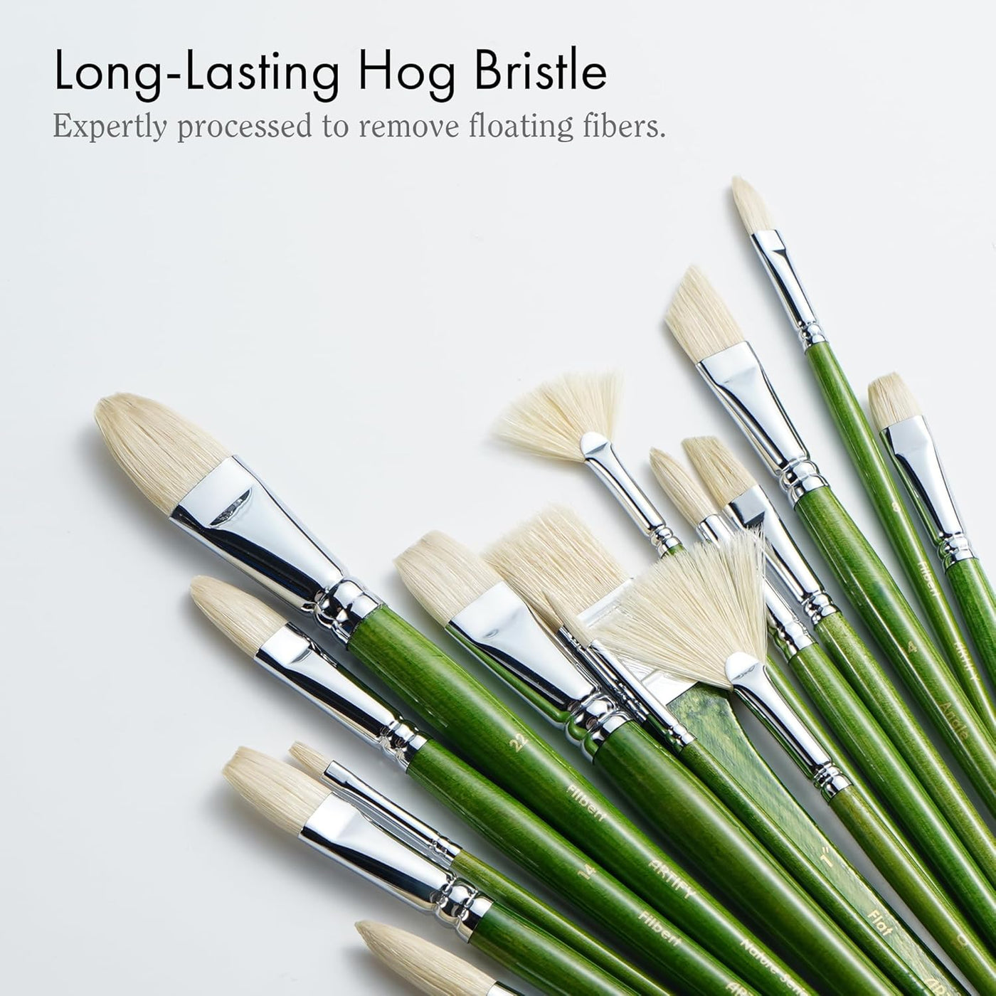 ARTIFY 15-Piece Professional Oil Paint Brush Set - Natural Hog Bristle, No-Shedding, Handcrafted by Masters for Oil/Acrylic/Gouache/Watercolor Painting (Includes Carrying Case)