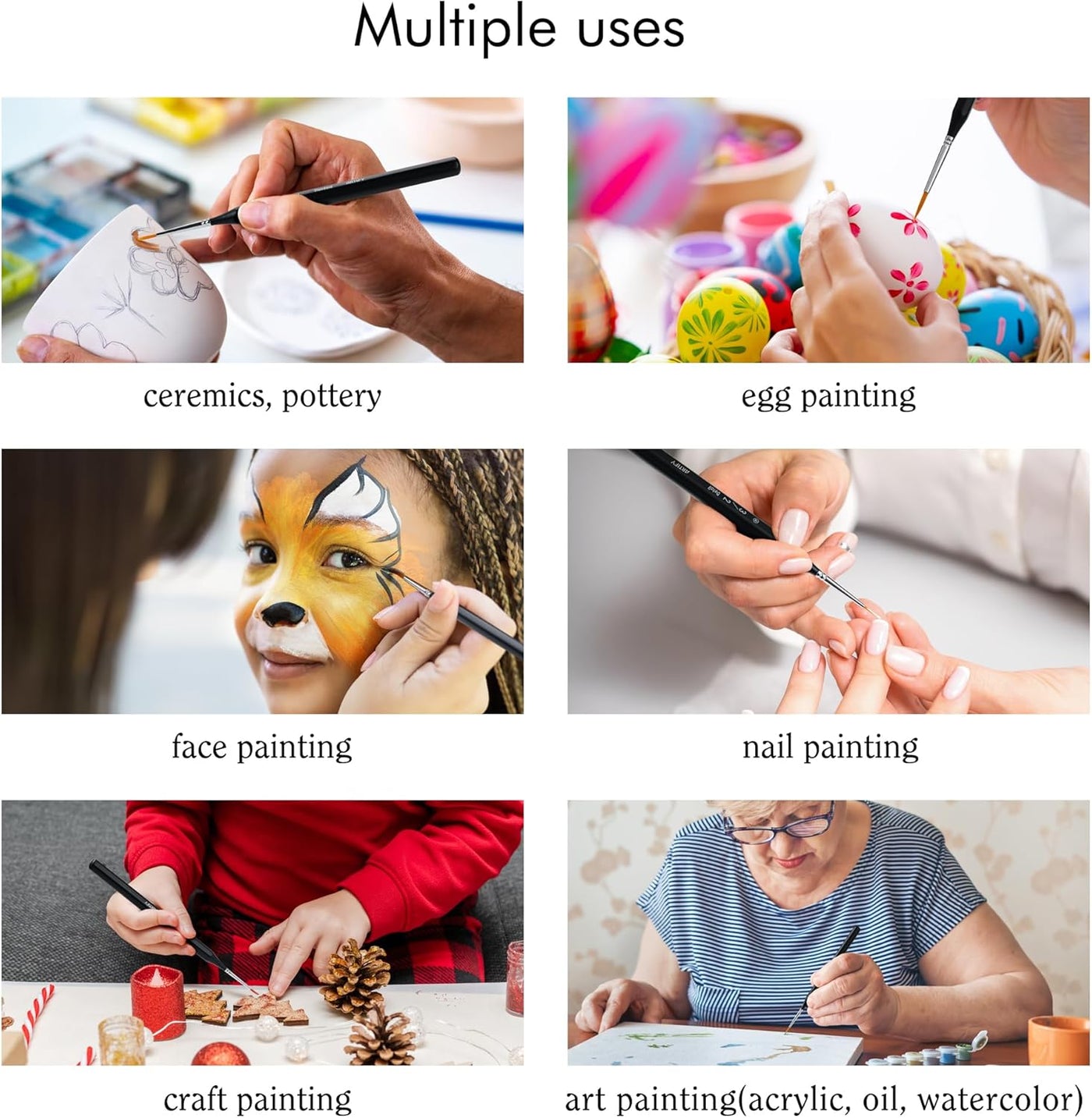 ARTIFY Miniature Detail Paint Brush Set: 9-Piece Round Fine Tip Small Model Paintbrushes, Thin Mini Tiny Micro Paint Brushes for Miniature Art Painting Accessories