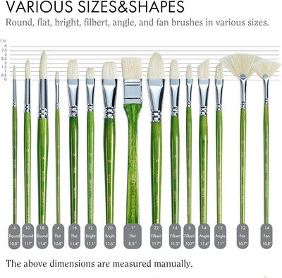 ARTIFY 15-Piece Professional Oil Paint Brush Set - Natural Hog Bristle, No-Shedding, Handcrafted by Masters for Oil/Acrylic/Gouache/Watercolor Painting (Includes Carrying Case)