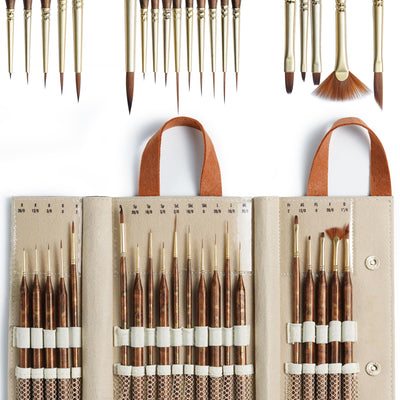 Artify Extreme Detail Paint Brushes, Miniature Paint Brushes for Models, 10pcs Small Paint Brushes with a Handbag, Miniature Brushes for Fine Detailing - Acrylic, Watercolor,Oil,Models,40K