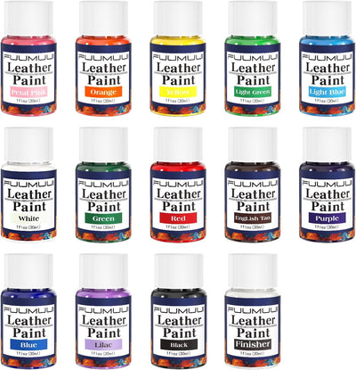 13 Colors Acrylic Leather Paint Kit for Shoes, Sneaker, Couches, Bags, Acrylic Leather Paint Set with Acrylic Finisher, Easily Customize Shoes, Boots, Jackets & More