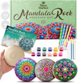 MoonGarden Mandala Rock Painting Kit - Mandala Dotting Tools Kit - Large Wooden Rocks for Painting, Stencils, Acrylic Paints, Dotting Tools for Rocks - Dot Art Kit for Adults & Kids 1