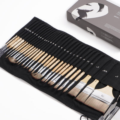 ARTIFY 25-Piece Professional Paint Brush Set – Expert Series Synthetic Nylon Brushes for Acrylic, Oil, Watercolor, Gouache – No Shedding, Canvas Roll Case & Palette Knife, Painter Gifts Art Supplies